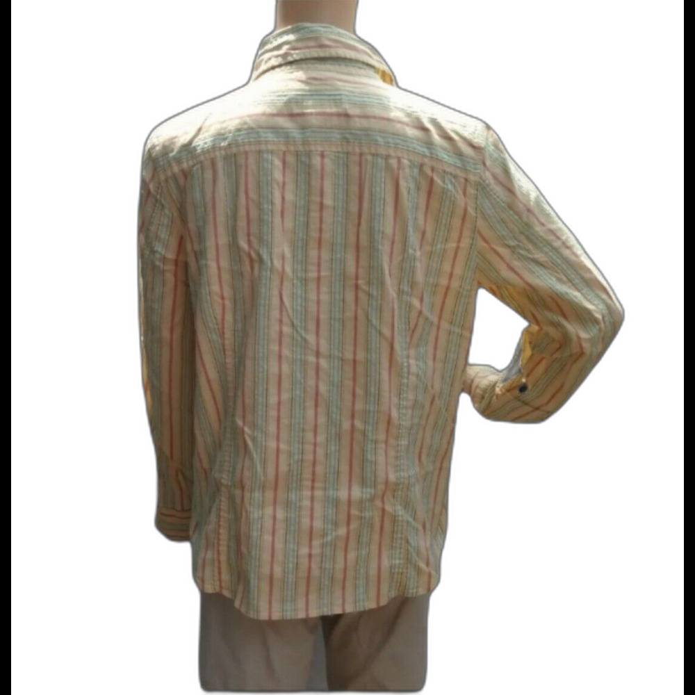 Talbots Shirt Yellow Stripe Long Sleeve Button Up Stretch Size M Casual Career - Picture 2 of 5